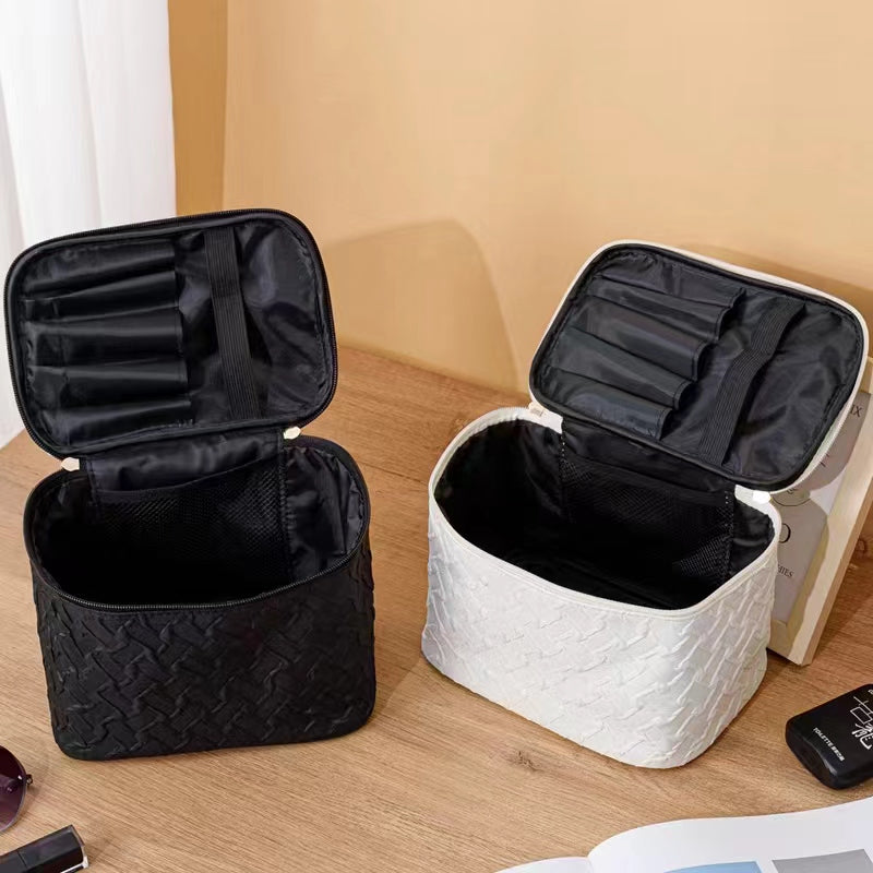Black White Umizolco Premium Large Capacityportable Travel Makeup Bag, Multi Functionalcosmetic Organizer, Stain Resistant, Handheldsquare Bag