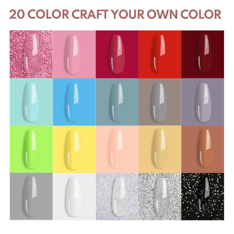 Acrylic Nail Kit Immersion Powder Nail Kit with Drill and UV, 20 Color Quick Dry Powder Nail Immersion Kit, with Base and Topcoat Activating Agent Immersion Nail Kit, Used for French Nail Repair DIY