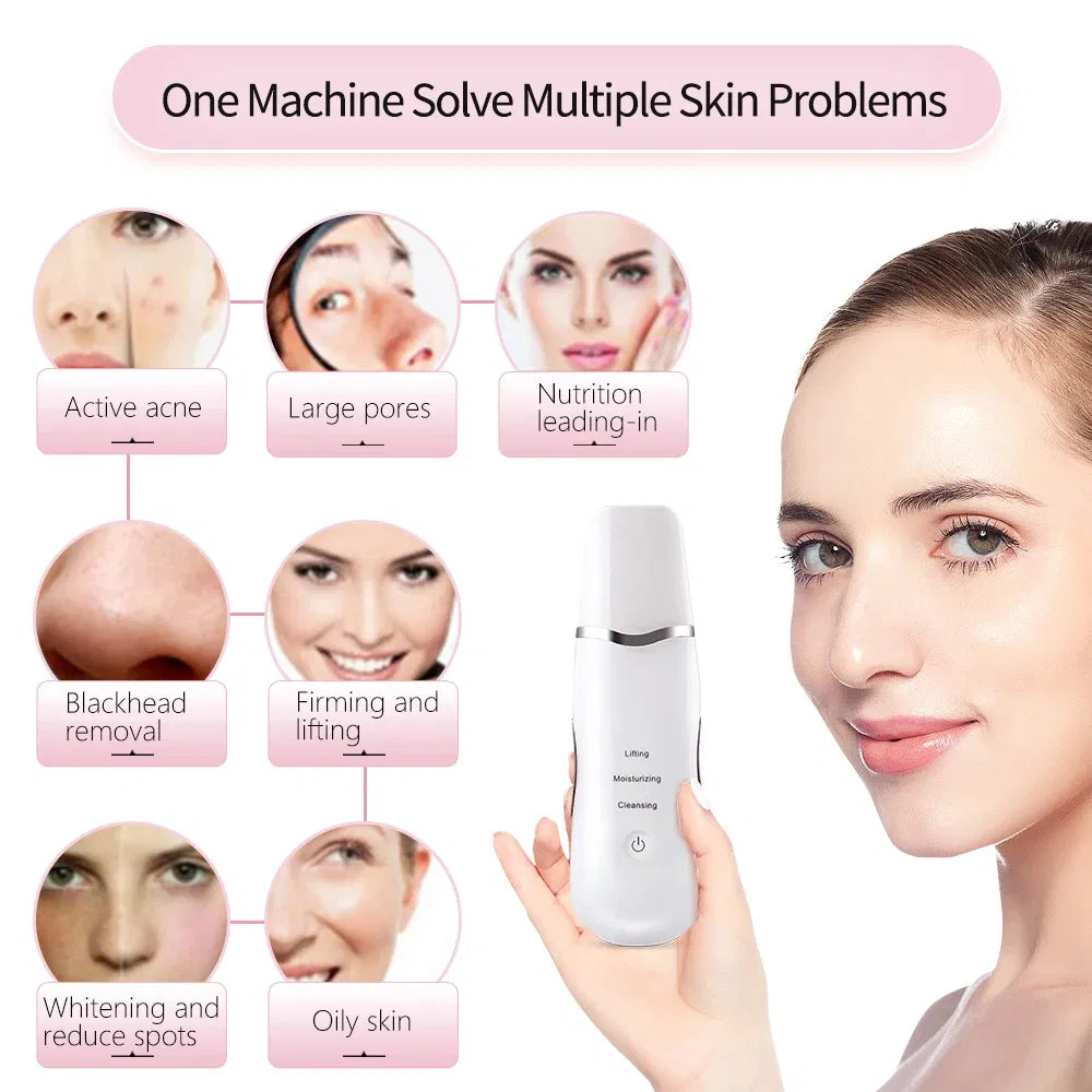 3-In-1 Ultrasonic Facial Spatula for Deep Cleansing, Electric Ultrasonic Skin Scrubber