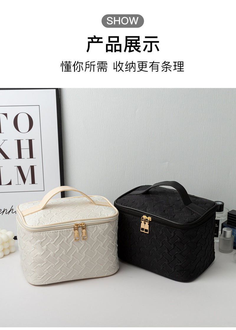Black White Umizolco Premium Large Capacityportable Travel Makeup Bag, Multi Functionalcosmetic Organizer, Stain Resistant, Handheldsquare Bag