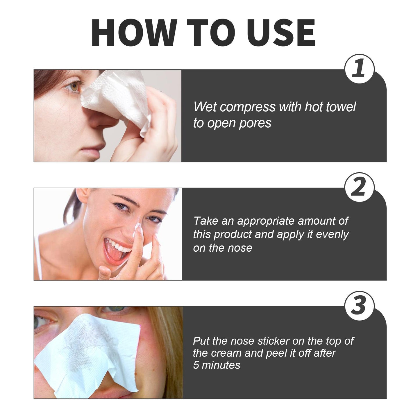 Blackhead Cleansing Cream Exfoliating, Cleaning and Repairing Pores Solve Skin Oil, Blackhead and Acne Problems Peel-Off Nose Patch
