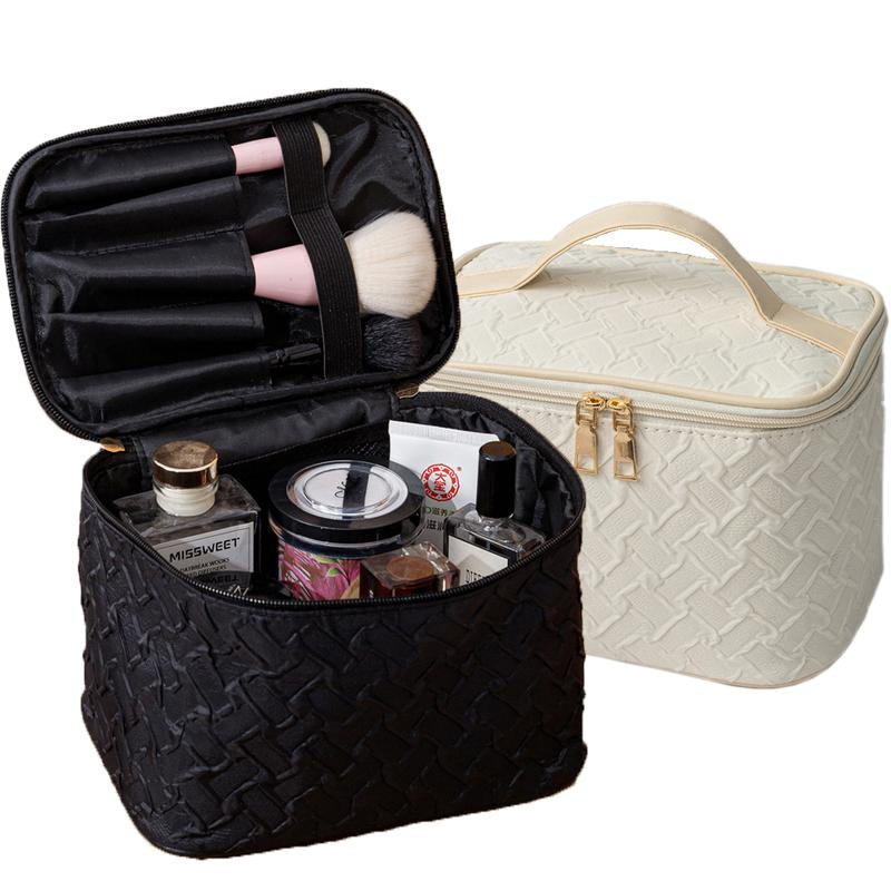 Black White Umizolco Premium Large Capacityportable Travel Makeup Bag, Multi Functionalcosmetic Organizer, Stain Resistant, Handheldsquare Bag