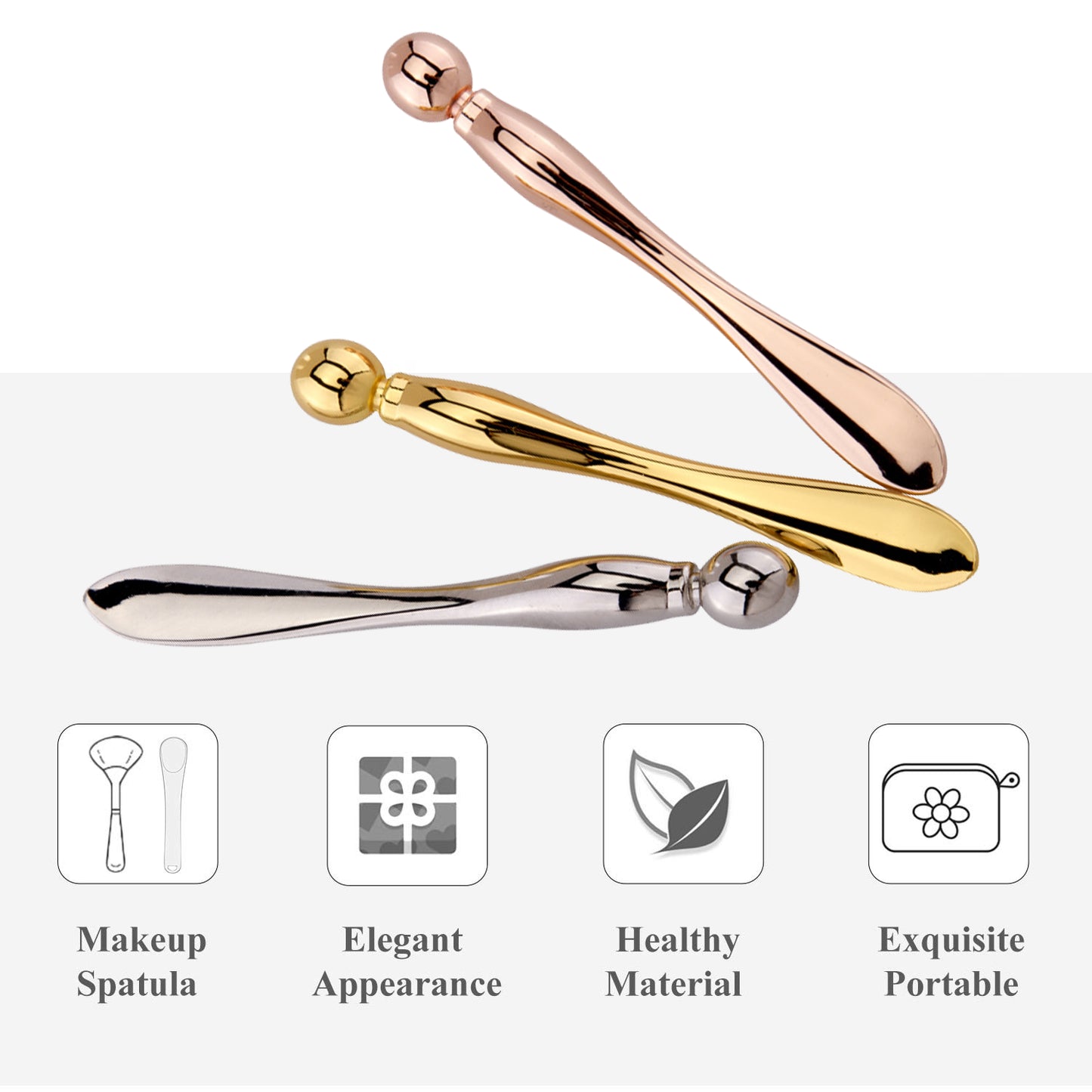 Eye Cream Stick Roller for Face Metal Spatula Puff Applicator Eye Cream Massager Facial Cream Massage Sticks Eye Metal Makeup Spatula Eye Wand 10Cm