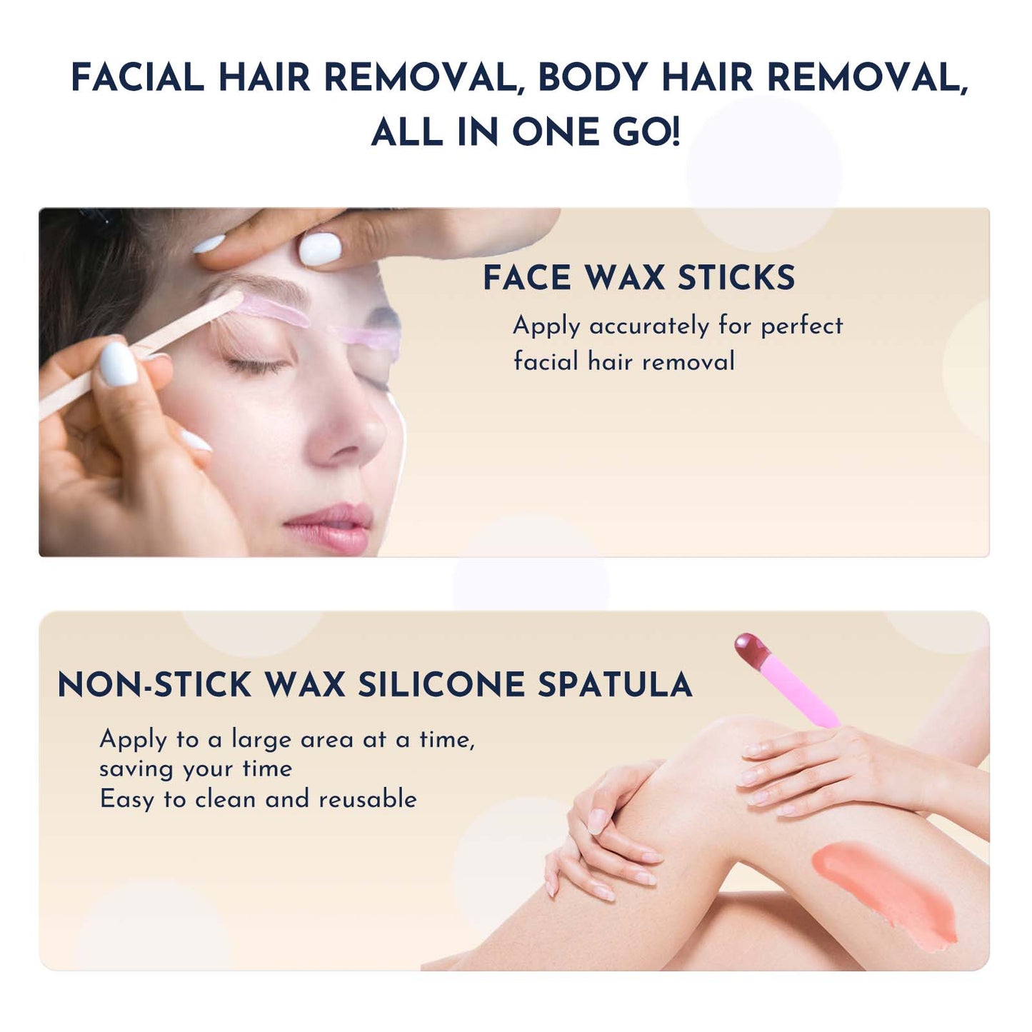 Waxing Kit WUWUVISTA 23 Items Hair Removal Wax Kit with Wax Warmer Waxing Beads for Face, Brazilian, Full Body, Bikini, Sensitiive Skin Skin Suitable for Plugs of American, European Specification