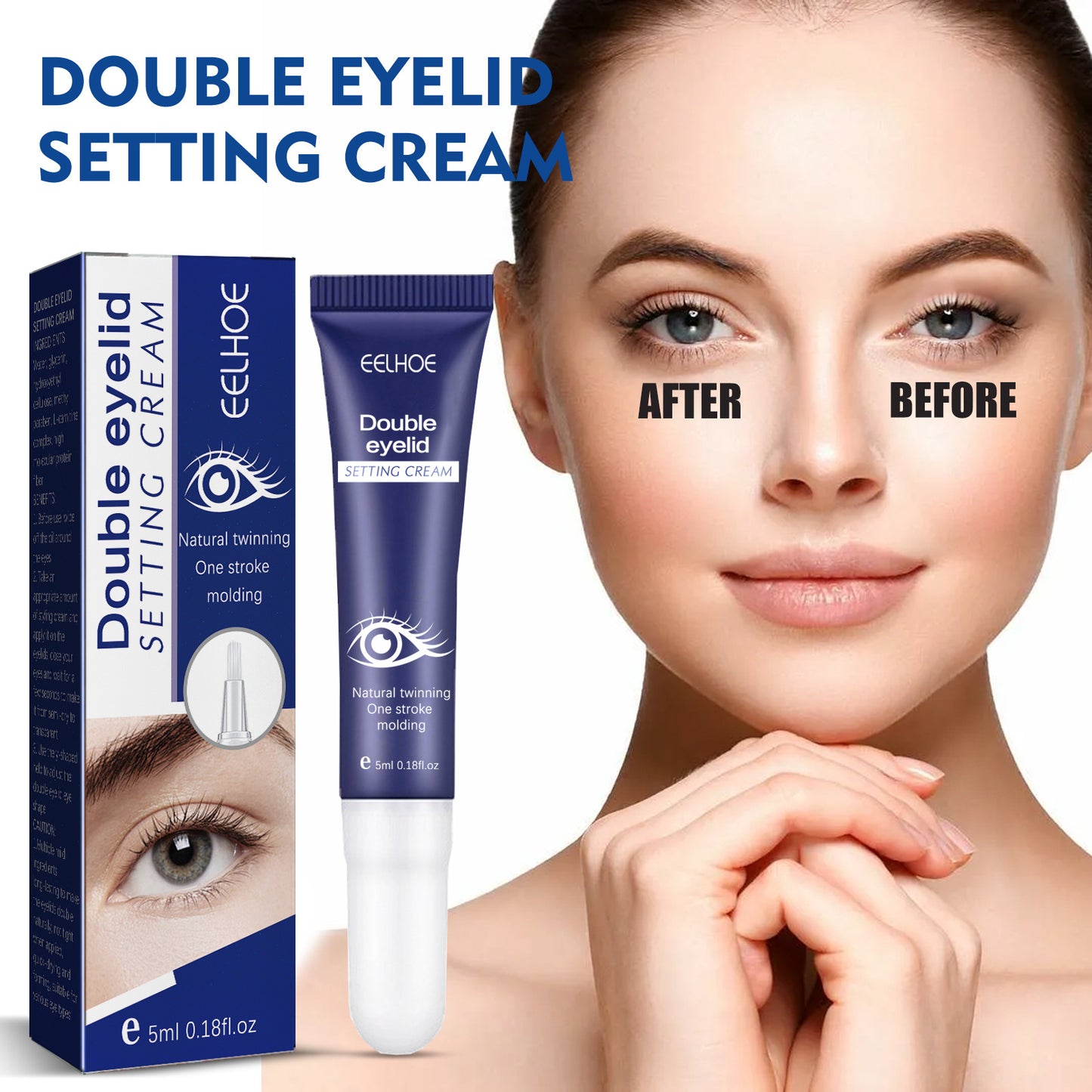 EELHOE Double Eyelid Fixing Cream - Traceless, Invisible, Long-Lasting, Waterproof, Firming, Natural, Quick-Drying Eye-Enlarging Beauty Eye Cream