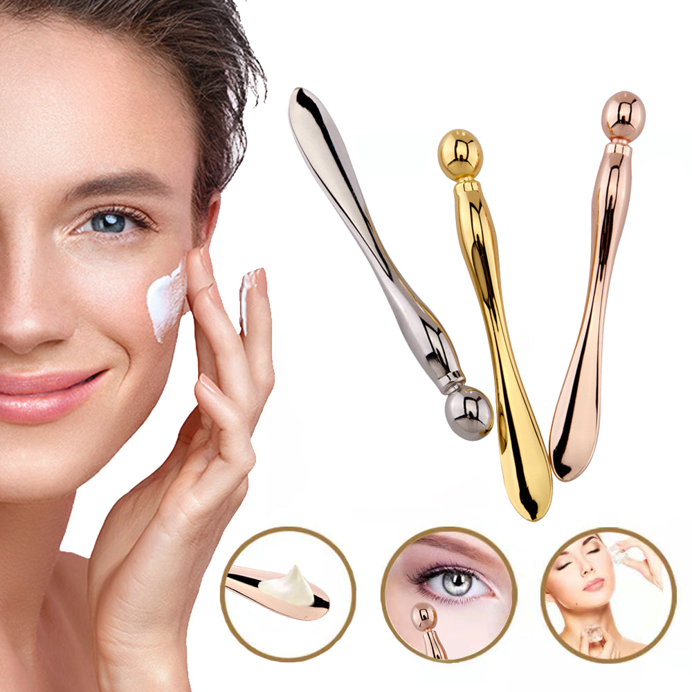 Eye Cream Stick Roller for Face Metal Spatula Puff Applicator Eye Cream Massager Facial Cream Massage Sticks Eye Metal Makeup Spatula Eye Wand 10Cm