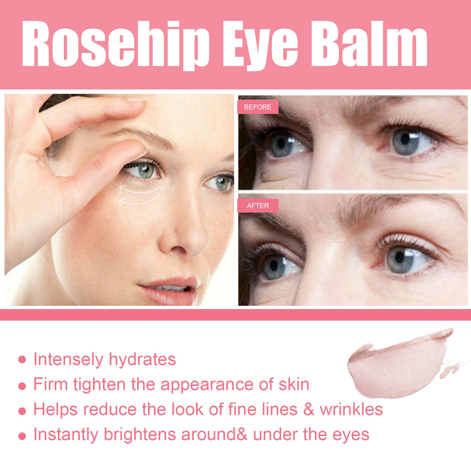 Rosehip Eye Stick, Hydrating Eye Stick Multi Balm Eye Brightener Stick, Fade Fine Lines and Firm Skin Perfect Valentine'S Day Gift for Girlfriends, Wives, Female Friends