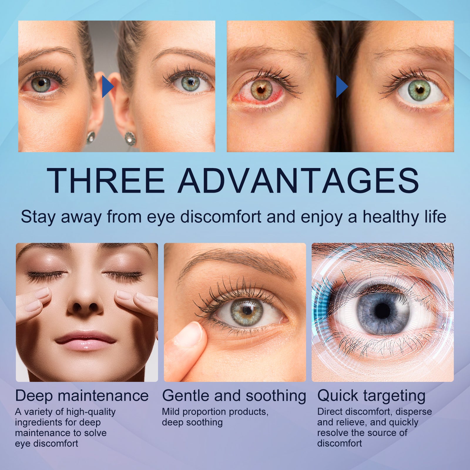 EELHOE Eye Drops Relieve Redness and Blurred Eyes Eye Fatigue Dryness Blurred Vision Moisturizing Eye Care Solution