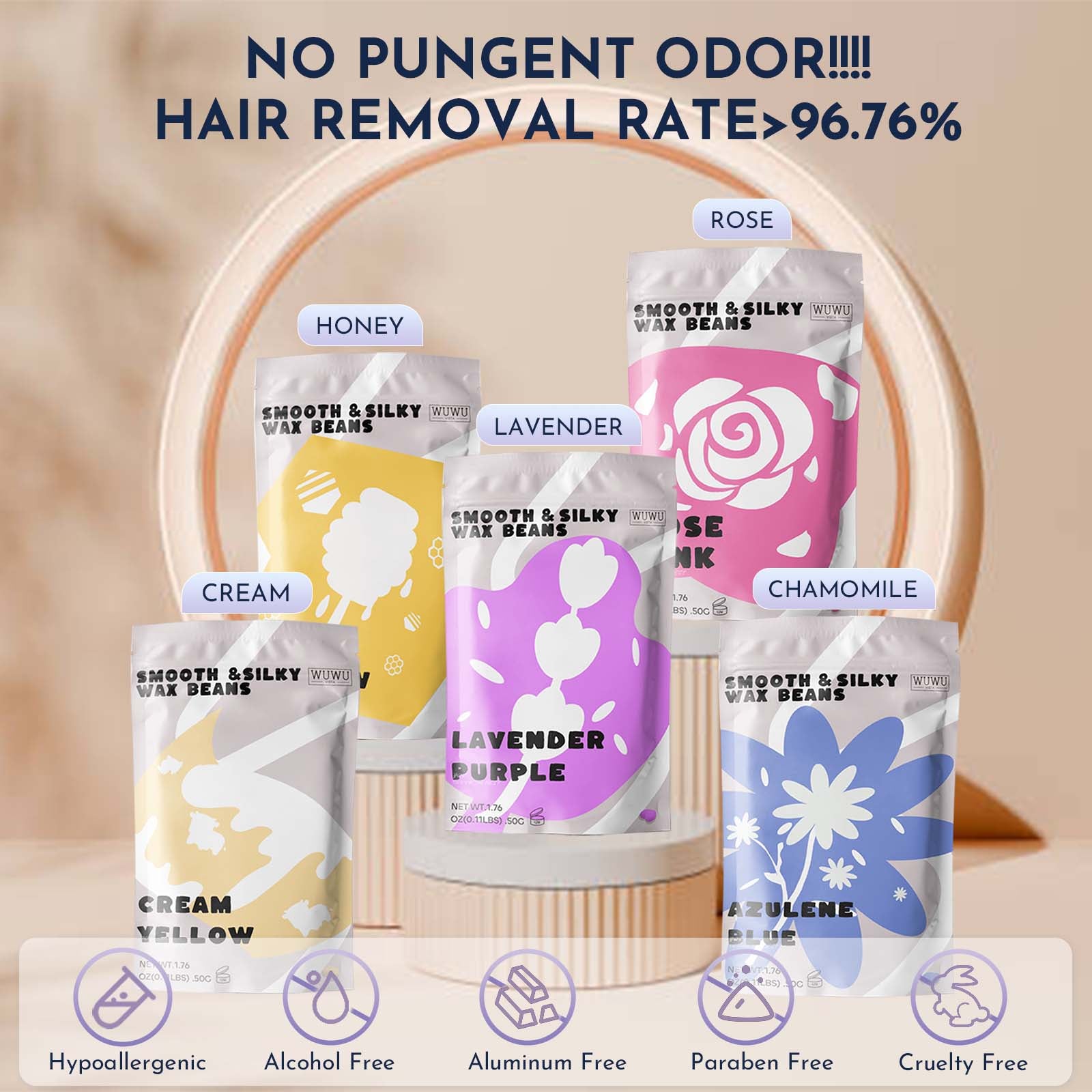 Waxing Kit WUWUVISTA 23 Items Hair Removal Wax Kit with Wax Warmer Waxing Beads for Face, Brazilian, Full Body, Bikini, Sensitiive Skin Skin Suitable for Plugs of American, European Specification