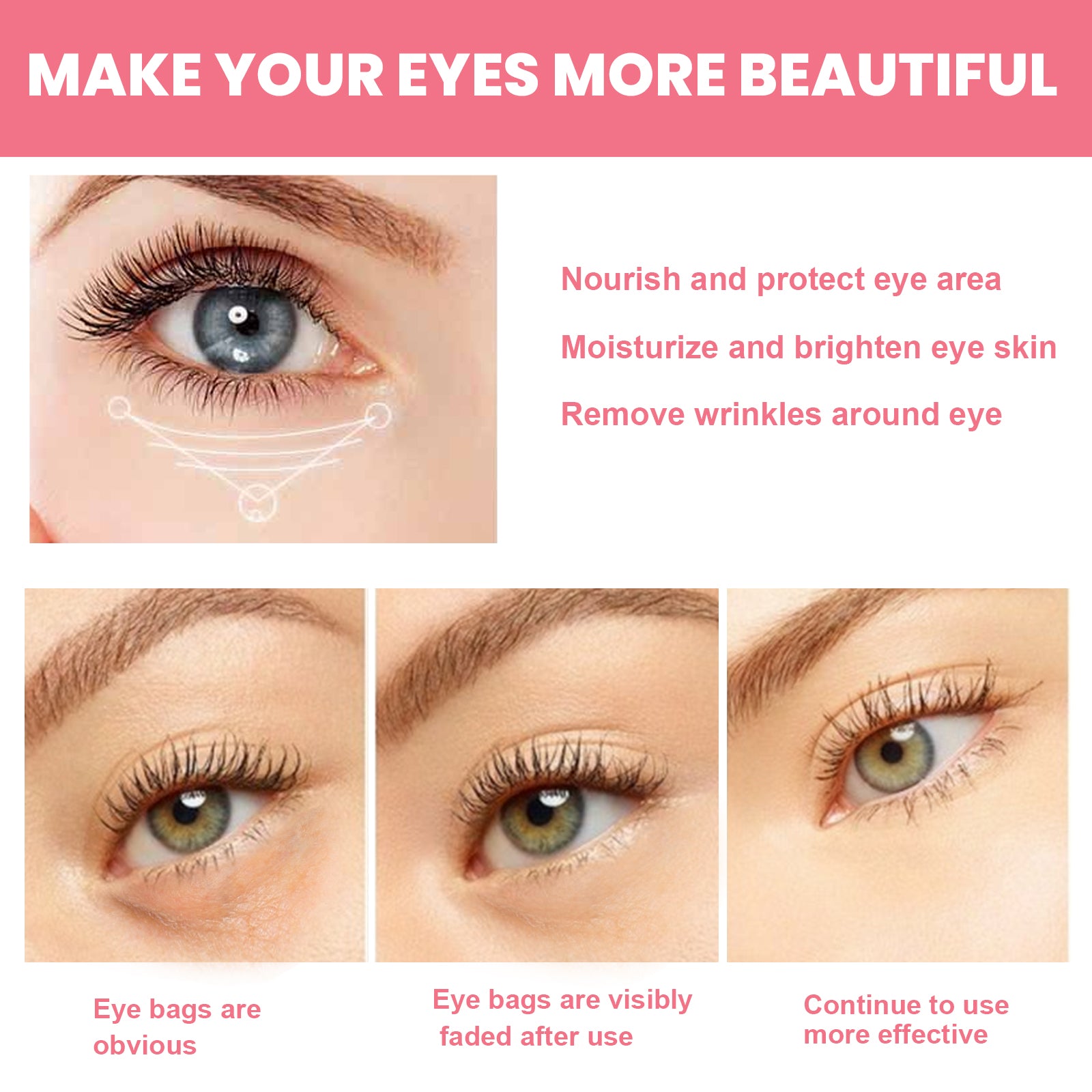 Rosehip Eye Stick, Hydrating Eye Stick Multi Balm Eye Brightener Stick, Fade Fine Lines and Firm Skin Perfect Valentine'S Day Gift for Girlfriends, Wives, Female Friends