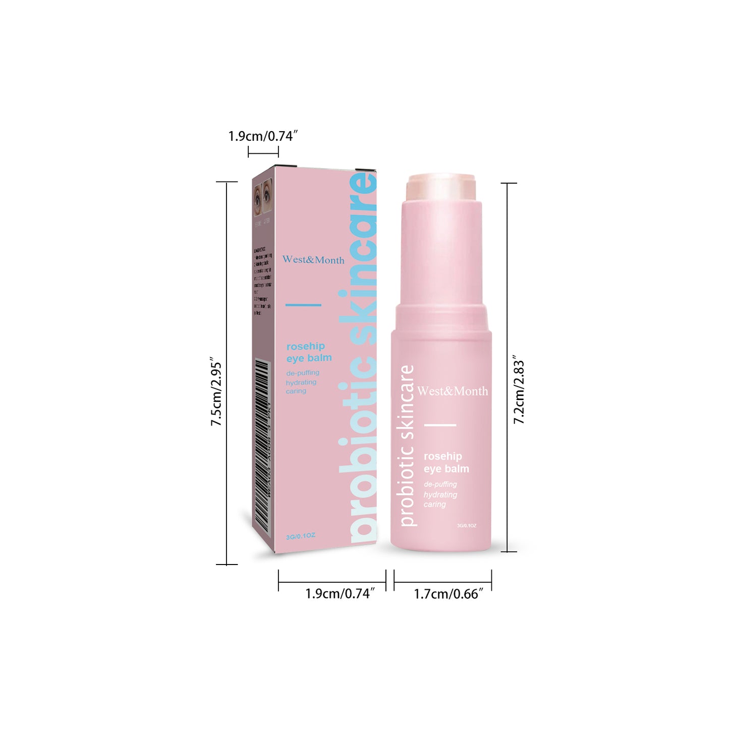 Rosehip Eye Stick, Hydrating Eye Stick Multi Balm Eye Brightener Stick, Fade Fine Lines and Firm Skin Perfect Valentine'S Day Gift for Girlfriends, Wives, Female Friends