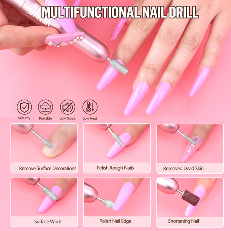 Acrylic Nail Kit Immersion Powder Nail Kit with Drill and UV, 20 Color Quick Dry Powder Nail Immersion Kit, with Base and Topcoat Activating Agent Immersion Nail Kit, Used for French Nail Repair DIY
