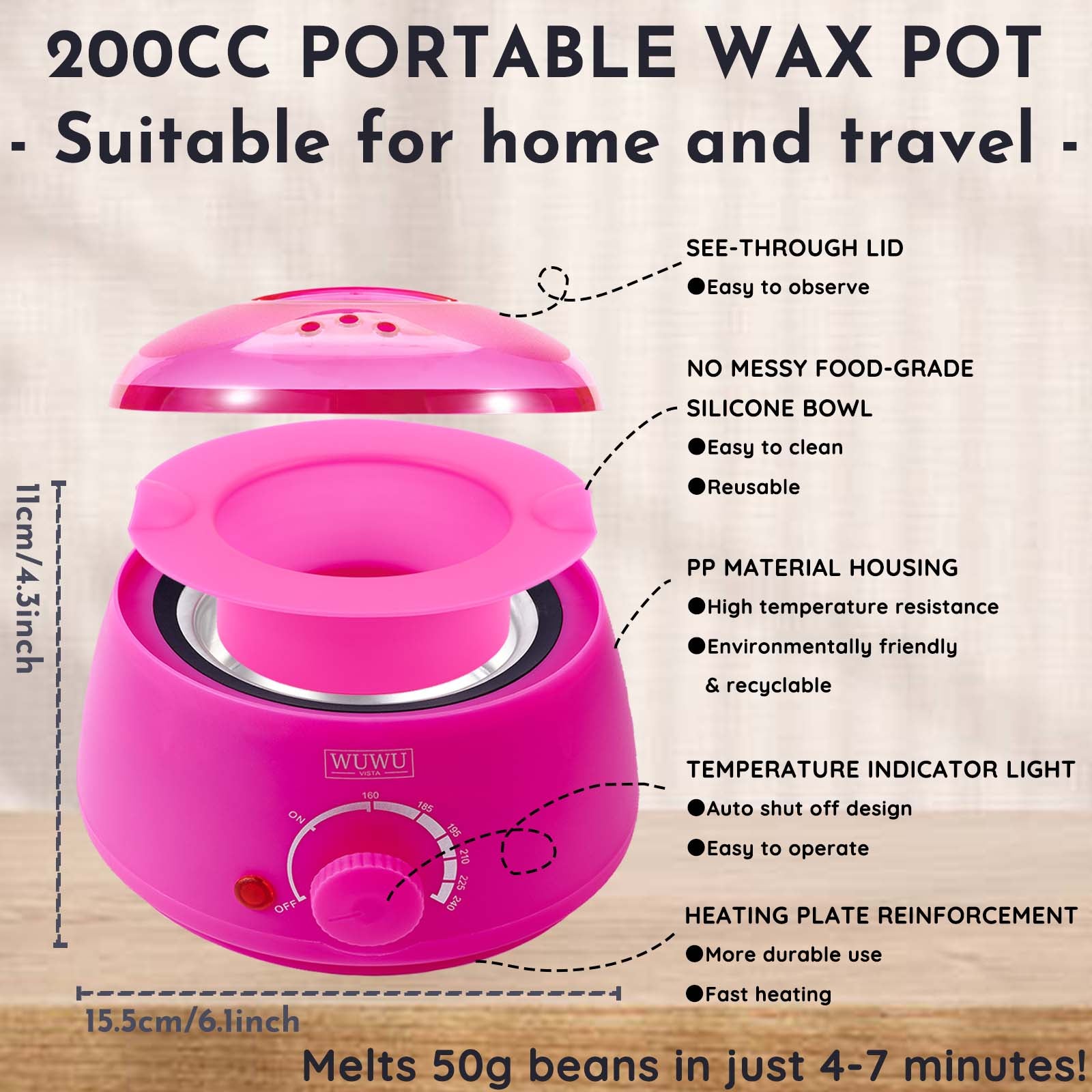 Waxing Kit WUWUVISTA 23 Items Hair Removal Wax Kit with Wax Warmer Waxing Beads for Face, Brazilian, Full Body, Bikini, Sensitiive Skin Skin Suitable for Plugs of American, European Specification