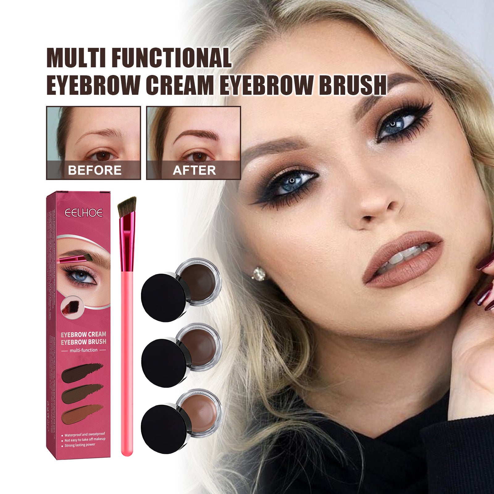 EELHOE Multi-Functional Eyebrow Brush Set for Filling, Shaping, and Coloring Smooth Eyebrows Makeup Kit