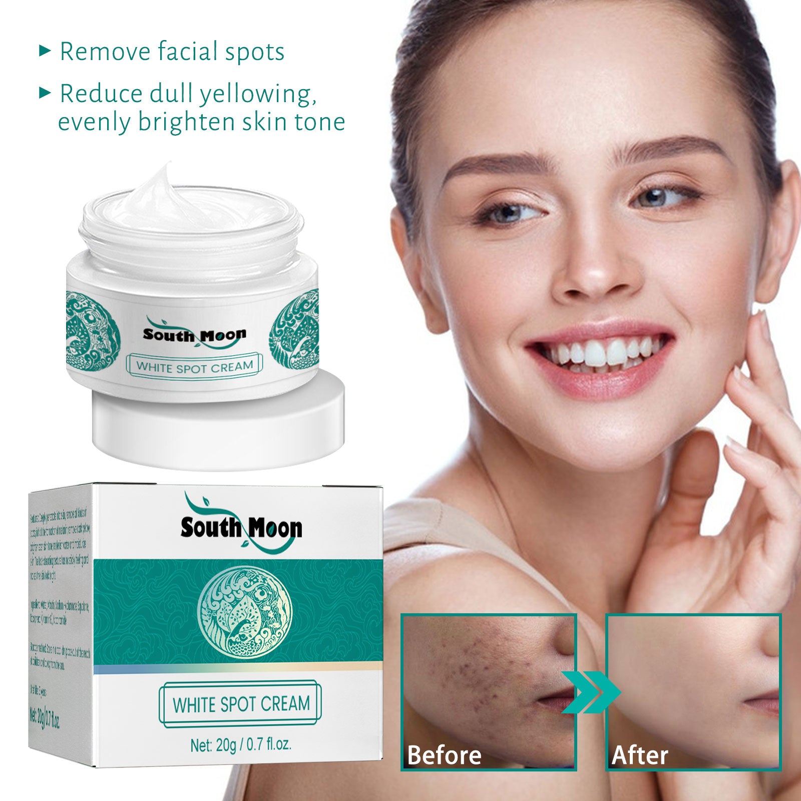 South Moon Brightening Spot Whitening Cream Moisturizing, Brightening, Firming, Fine Lines Fading, Staining and Beauty Cream